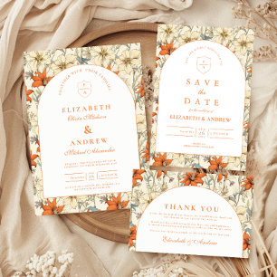 Autumn Floral Arch Wedding Invitation