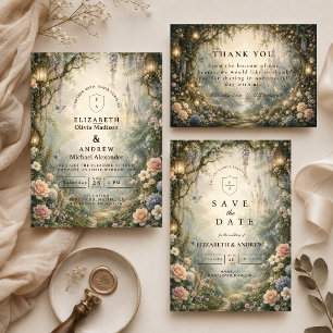 Whimsical Woodland Fairy Wedding Thank You Card