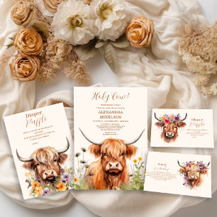 Cute Highland Cow Baby Shower Raffle Diapper Enclosure Card