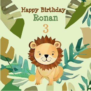 Cute Little Jungle Lion Birthday Invitation