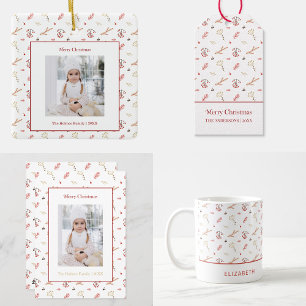 Beige Red Holly Berry Holiday Wrapping Paper