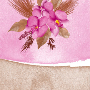 Magenta Watercolor Orchids Wedding Invitation