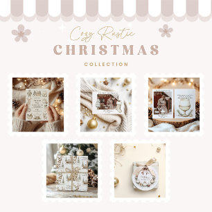 Rustic Cabin First Christmas Couple Photo Holiday Card