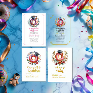 Doughnuts and Degrees Graduation Party Photo Invitation