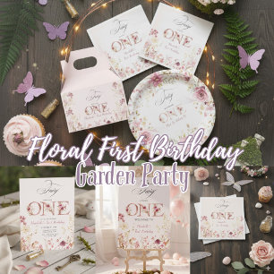 Little Fairy Floral Garden First Birthday  Invitation