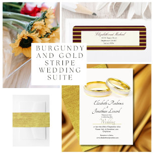 Burgundy Elegant Simple Rings Wedding Invitation