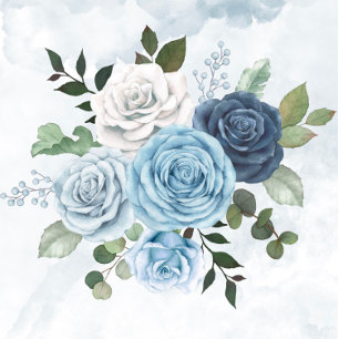 Dusty Blue Watercolor Rustic Floral Couples Shower Invitation