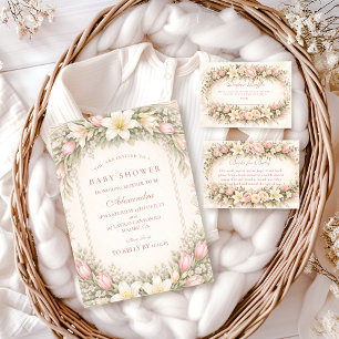 Blush Tulip And Lily Garden Baby Shower Napkin