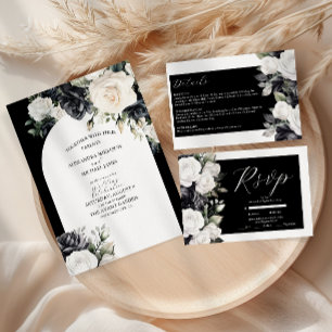 Elegant Black and White Floral Wedding Save The Date