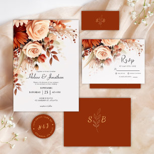 Terracotta Floral Botanical Wedding Save The Date Announcement Postcard