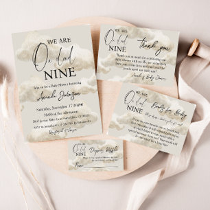 Cloud Nine Beige Gender Neutral Sky Baby Shower Invitation