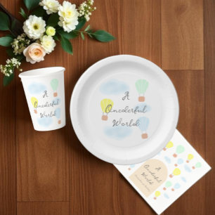 Onederful World Hot Air Balloon 1st Birthday Napkin