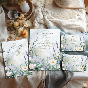 Elegant Wildflower Meadow Blush Pink Wedding Save The Date