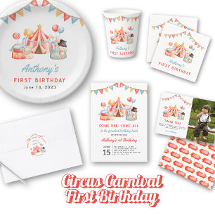 Modern Cute Circus Carnival Fiesta First Birthday Baby T-Shirt