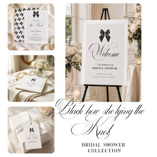 Chic 'She's Tying the Knot Black Bow Bridal Shower Key Ring