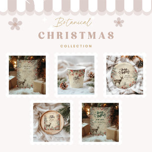 Rustic Deer Pine Berry Christmas Party Invitation