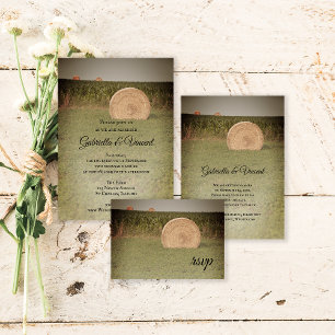 Farm Hay Bales Country Wedding RSVP