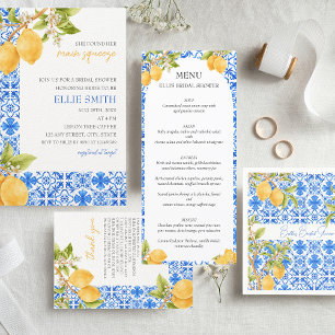 Mediterranean Tiles Italy Lemon Bridal Shower  Invitation