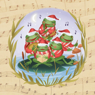 Christmas Music Frogs Holiday Card