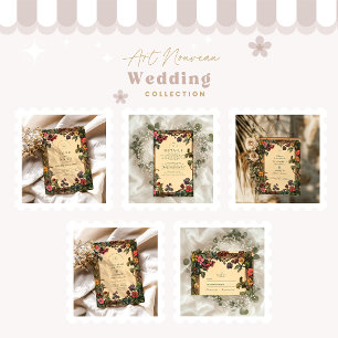 Woodland Floral Art Nouveau Wedding Invitation