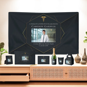 Chic Black Gold Medical School Graduation Photo Plaque