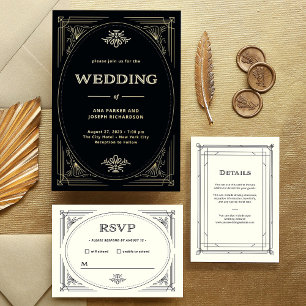 Modern Deco   Elegant Wedding Black and Gold