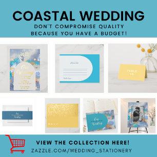 Modern Tropical Beach Coastal Wedding Place Card