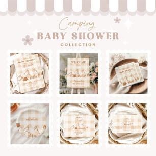 Neutral Camping Baby Shower Invitation