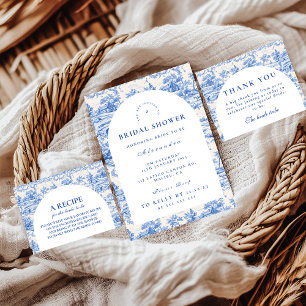 French Blue Toile Garden Bridal Shower Invitation