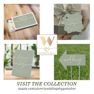 Sage Green and Gold Wedding Reception Invitation