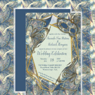 Rococo Rich Romantic Gold Reliefs & Masks Invitation