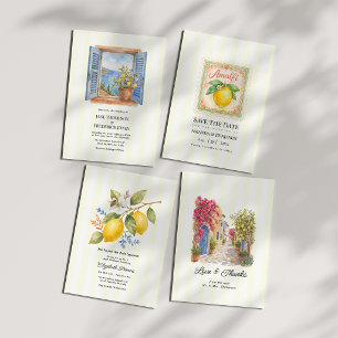 Amalfi Coast Lemon Bougainvillea Italian Wedding Thank You Card