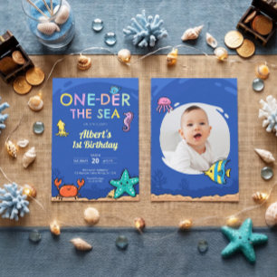 Ocean Under the Sea Blue 1st Birthday Party Photo Bunting