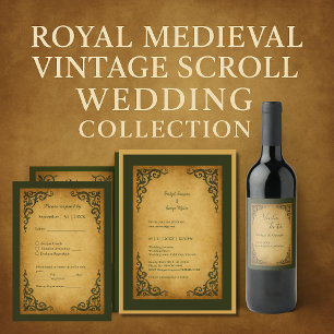 Royal Medieval Vintage Scroll Wedding Invitation