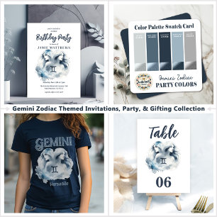 Gemini Watercolor Bull Zodiac Theme Birthday Party Wrapping Paper Sheet