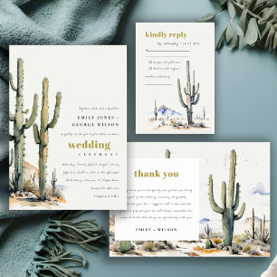 Western Boho Cactus Desert Landscape Wedding Invitation