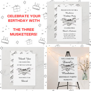 Musketeer Hero Birthday Party Personalise Welcome Poster