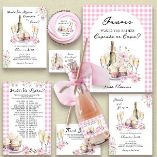 Cupcake or Cava Delicate Pink Floral Bridal Shower Invitation