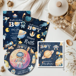 Houston We Have A Boy Outer Space Diapper Raffle Enclosure Card