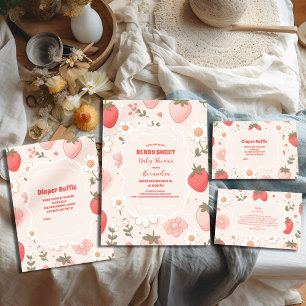 Strawberry Berry Sweet Baby Shower Diapper Raffle  Enclosure Card