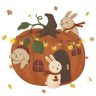 Awesome Autumn: Bunny & Pumpkin Thank You Card