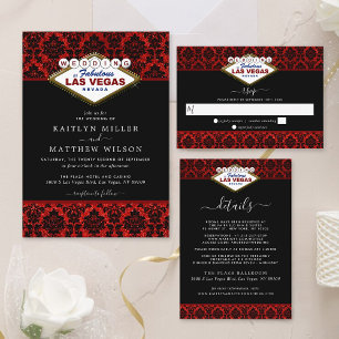 The Glitter Damask Las Vegas Wedding Collection All In One Invitation