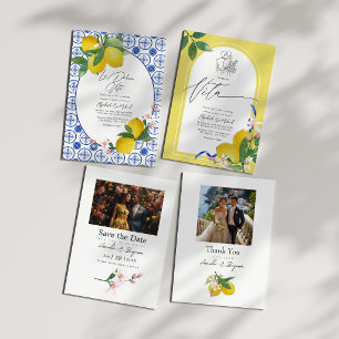 La Dolce Vita Italian Lemon Tiles Wedding QR Code Invitation