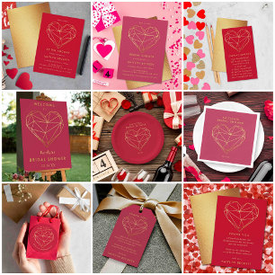 Geometric Heart Valentine's Day Bridal Shower Classic Round Sticker