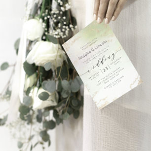 Ombre Spring Green Gold Foil Frost Trendy Wedding Invitation