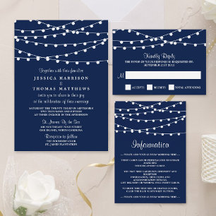 The String Lights On Navy Blue Wedding Collection Invitation