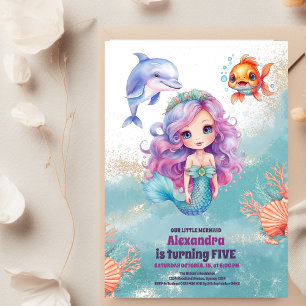 Budget Magical Mermaid  Birthday Party Flyer