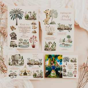 Calling All Party Animals Safari Zoo Birthday  Invitation