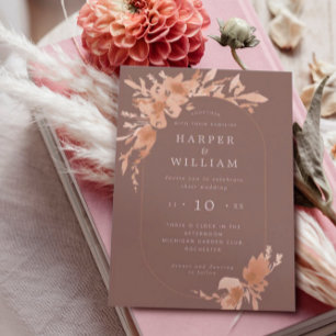 peach grey wedding invitation belly band