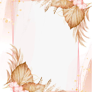 Tropical Blush Pink & Pampas Pink Wedding Invitation